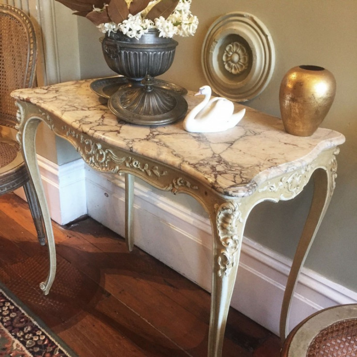 19TH CENTURY FRENCH TABLE WITH MARBLE TO