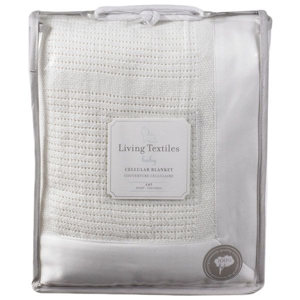 Living Textiles Cot Cellular Blanket Whi