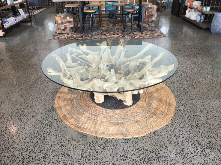 Root Coffee Table with glass top