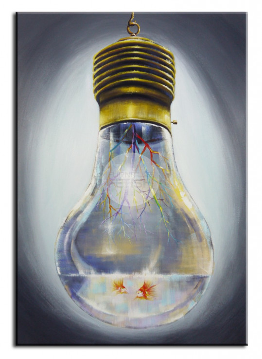 Artistic Bulb with Goldfish Oil Canvas 1