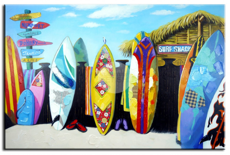 Surfing Miami Beach Oil Canvas 120 x 100