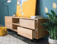 Leg Solid Oak TV Cabinet