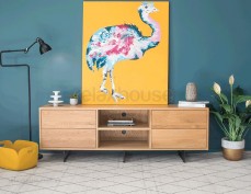 Leg Solid Oak TV Cabinet