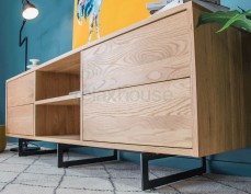 Leg Solid Oak TV Cabinet