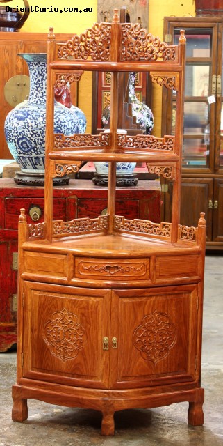 Wooden Chinese Style Corner Shelf Cabine