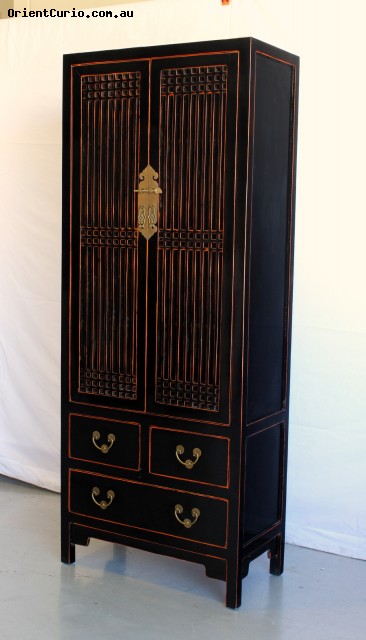 Black Lacquer Painted Chinese Style Kitc