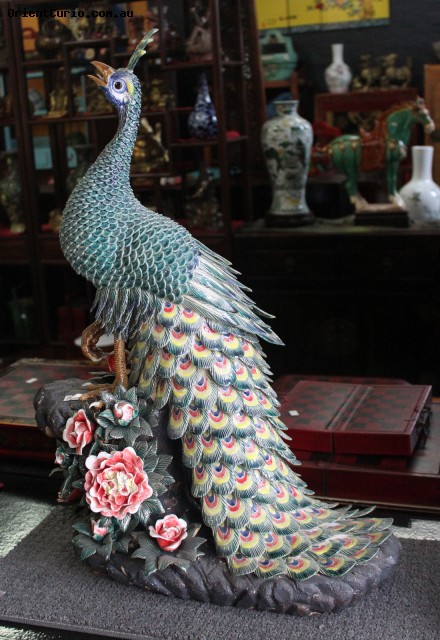 Peacock Statue Shiwan Ceramic