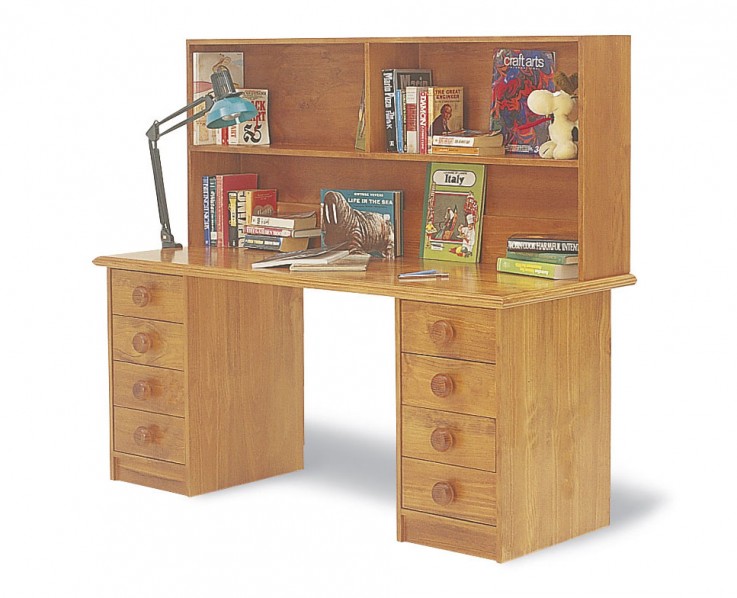 Flat top desk with large bookcase 