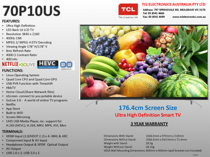 TCL 70P10US 70
