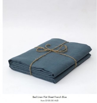 100 % Linen French Blue Bed Sheet Set 