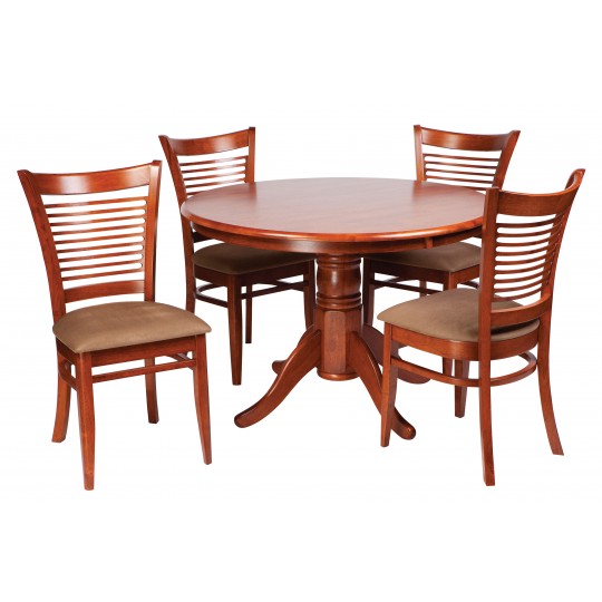 Lotus 5 Piece Round Dining Setting Fixed