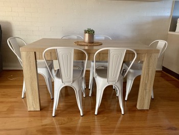 Havana Dining Table PLUS 6 White Chairs