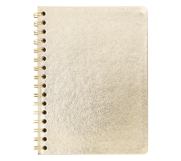  A5 LEATHER NOTEBOOK SPIRAL: GOLD  Now U