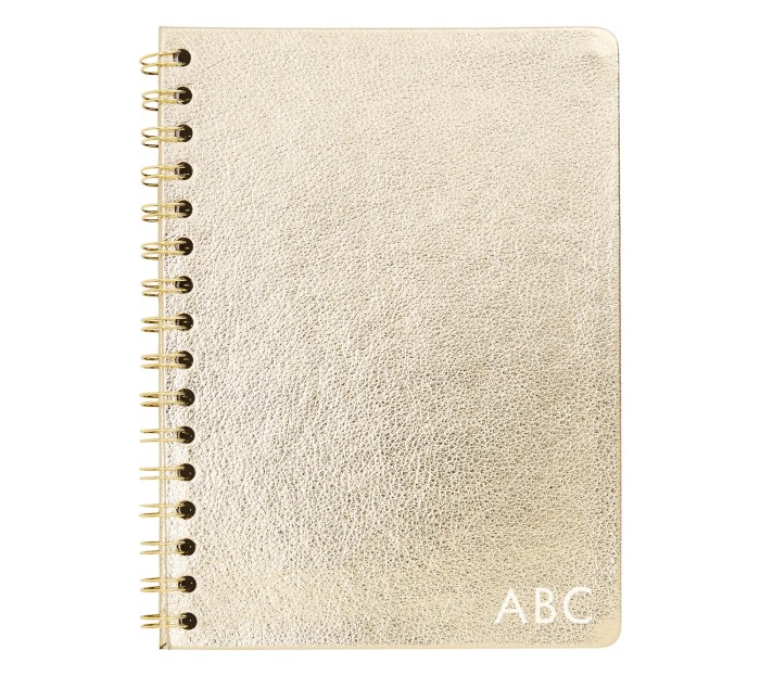  A5 LEATHER NOTEBOOK SPIRAL: GOLD  Now U