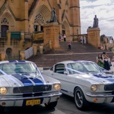 Enter the Wedding Venue in Specially Modified Mustang