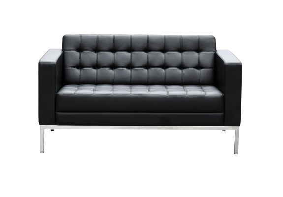 Como Two Seater Black Leather Reception 