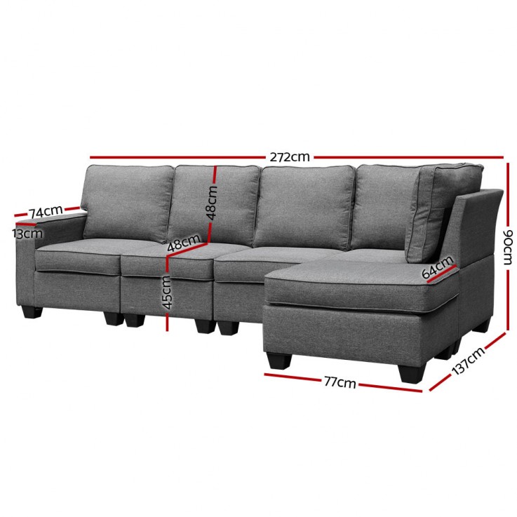 Sofa Lounge Set 5 Seater Modular Chaise 