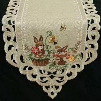 Easter Embroidered Floral Table Runner Table Cover Cloth Table Flag13
