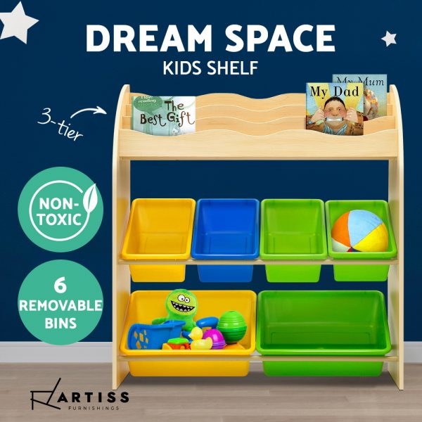 Artiss Kids Bookshelf Toy Bin Storage