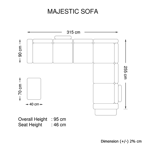 Majestic Sofa Large Size Black Colour Bo