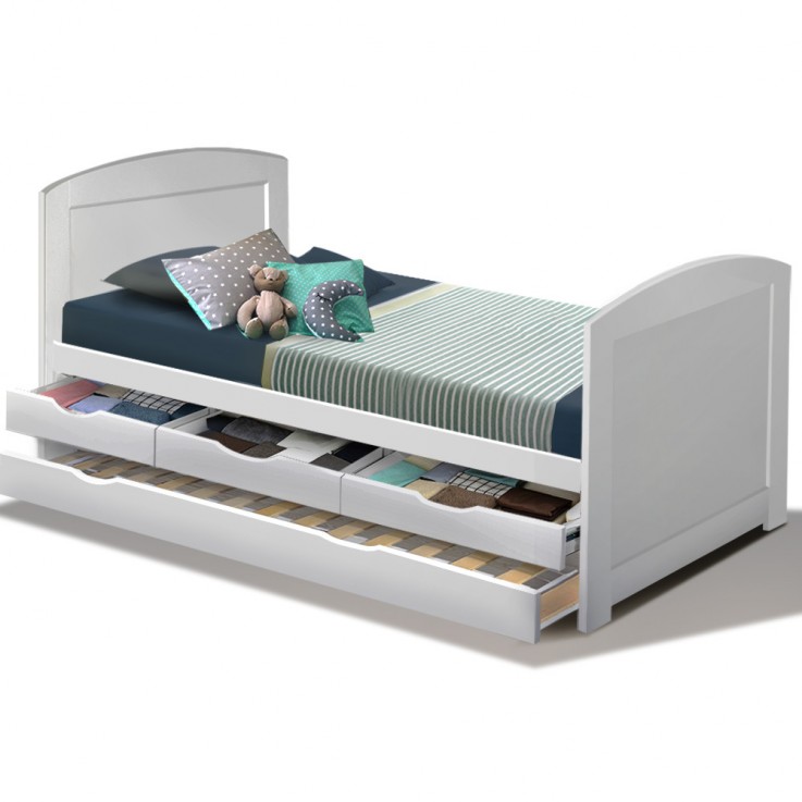 Artiss Single Wooden Trundle Bed Frame T