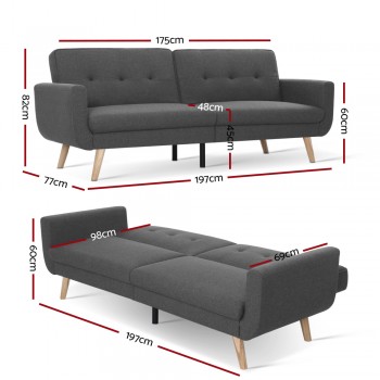 Artiss Sofa Bed Lounge Set Couch Futon 3
