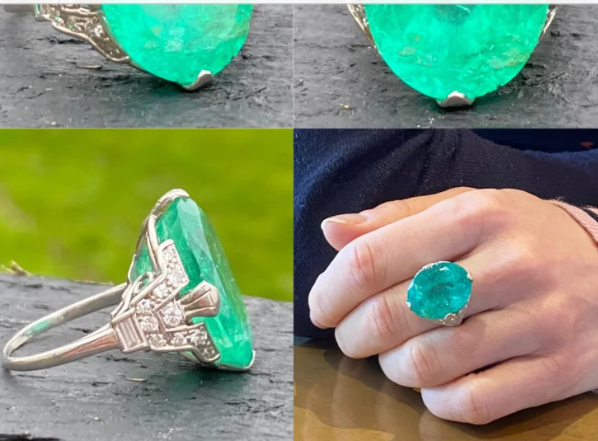 17.83 Carat Minor Oil  Emerald Ring