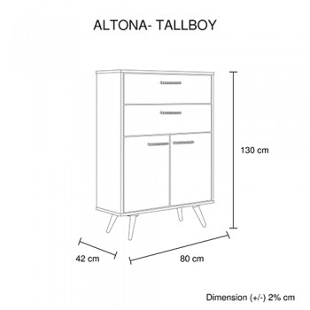 Altona Acacia 4 Drawers Tallboy Storage 