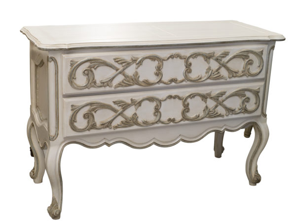 AVIGNON CHEST OF 2 DRAWERS CARVED PAINTE