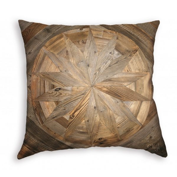 ANTIQUE WOODEN ROSE CUSHION
