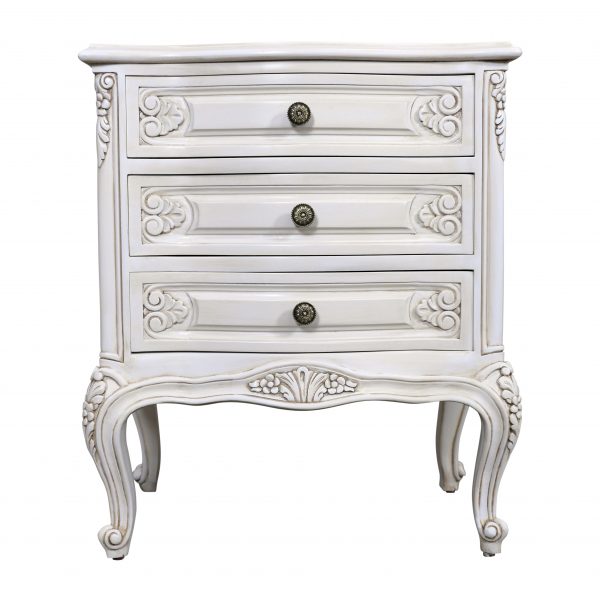 LOUIS XV BEDSIDE CABINET 3 DRAWERS ANTIQ
