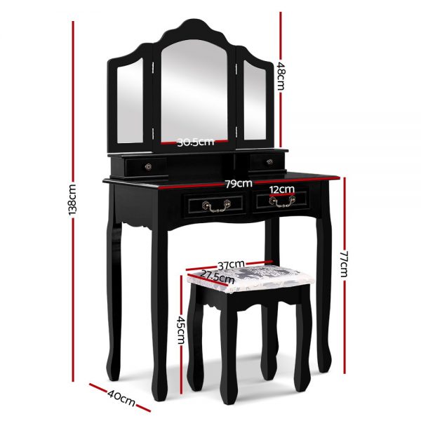 Artiss Dressing Table with Mirror – Blac