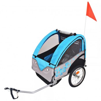 Kids’ Bicycle Trailer Grey and Blue 30 k