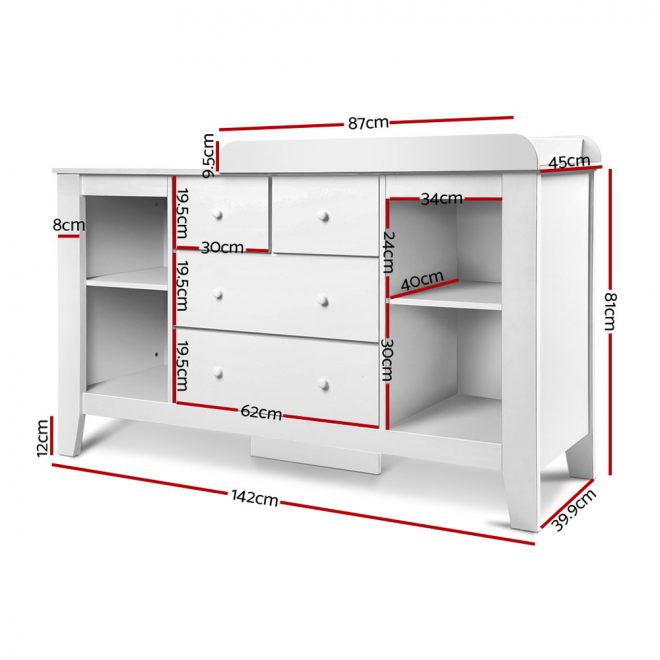 Change Table with Drawers – White