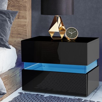 ARTISS BEDSIDE TABLE 2 DRAWERS RGB LED S