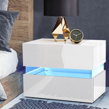 ARTISS BEDSIDE TABLE 2 DRAWERS RGB LED S