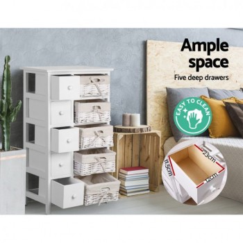 Artiss 5 Basket Storage Drawers – White