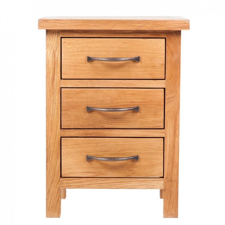 Nightstand with 3 Drawers Solid Oak Wood