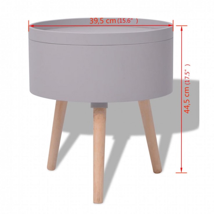 Side Table with Serving Tray Round
