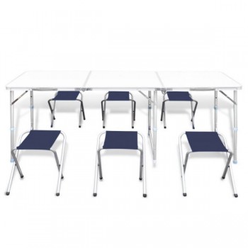 Foldable Camping Table Set with 6 Stools