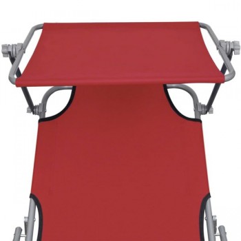 Folding Sun Lounger with Canopy