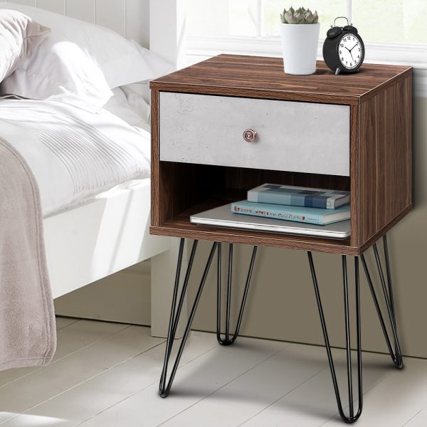 Bedside Table With Drawer – Grey 