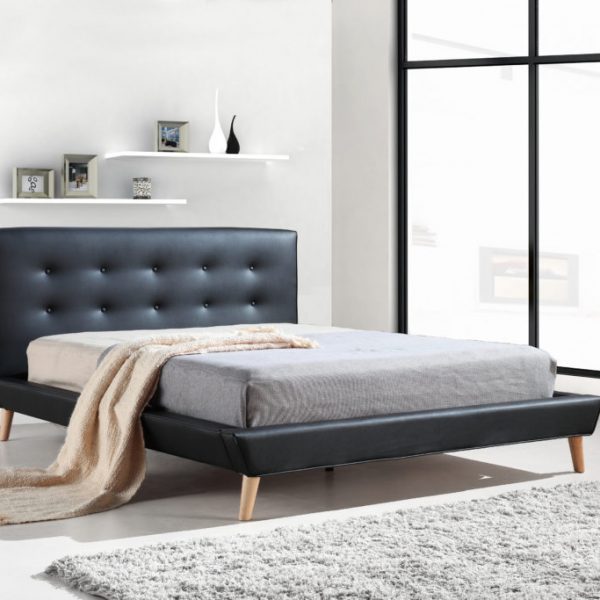  Leather Deluxe Bed Frame Black