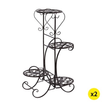2X LEVEDE FLOWER SHAPE METAL PLANT STAND
