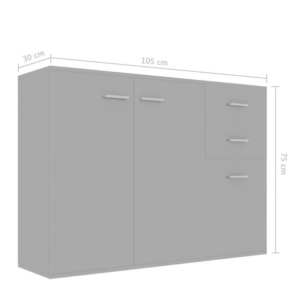 Sideboard High Gloss Grey 105x30x75 cm C
