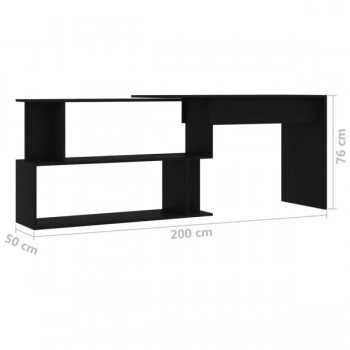 Corner Desk Black 200x50x76 cm Chipboard