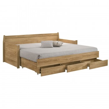 Mica Natural Wooden Day Bed with 3 Drawe