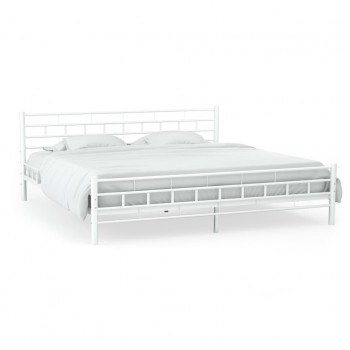 Bed Frame White Metal 137×187 cm