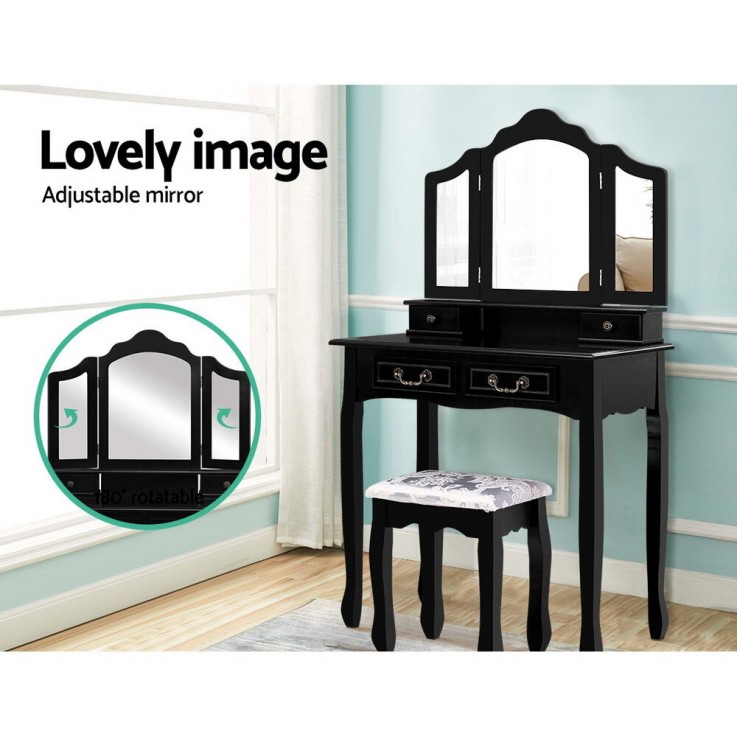 Artiss Dressing Table with Mirror - Blac
