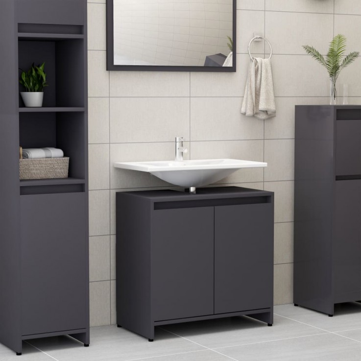 Bathroom Cabinet Grey 60x33x58 cm Chipbo